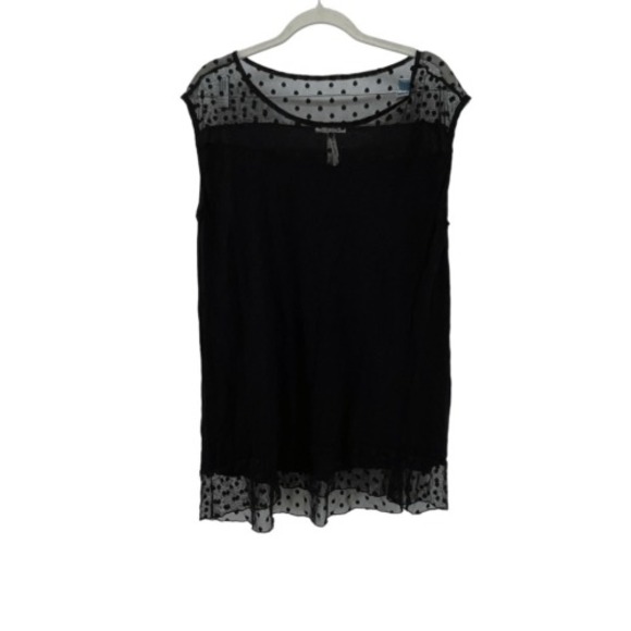 Marseille Black Polka‎ Dot Mesh Top Sleeveless Blouse Turkey Y2K Size M - Picture 1 of 9